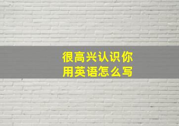 很高兴认识你 用英语怎么写